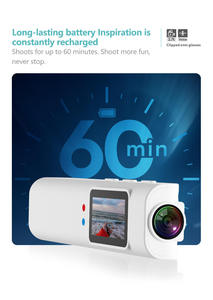 กล้องแอคชั่นแบบสวมใส่ได้สีขาวขนาดเล็ก 2.7K HD 110 °   กล้องกีฬาหน้าจอสัมผัส IPS ขนาด 0.96 นิ้ว มุมมองกว้าง พร้อม WiFi และระบบมองเห็นในเวลากลางคืน - Product Image 2