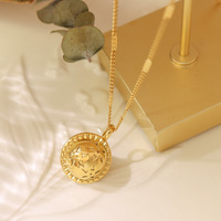 Collier fin en or 18 carats plaqué or de haute qualité, boule géométrique, collier créatif en acier inoxydable avec pendentif étoile planète pour femmes