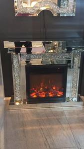 Chimenea con <span class=keywords><strong>Espejo</strong></span> <span class=keywords><strong>de</strong></span> Diseño Moderno y en Oferta, con Cristales Brillantes y Diamantes, Mueble <span class=keywords><strong>de</strong></span> Chimenea con <span class=keywords><strong>Espejo</strong></span> - Product Image 3