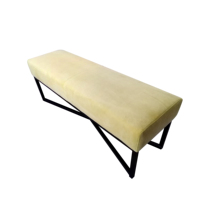Meubles de balcon personnalisés de luxe pour appartement, sièges de réception d'hôtel, pouf rembourré en velours jaune doux pour la décoration de la maison