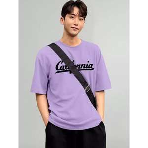 Camiseta de algodón de cuello redondo con estampado de tipografía para hombre, producto a granel hecho a mano personalizado - Product Image 1