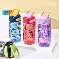 Bouteille d'eau sport pour enfants 550 ml, sans BPA, écologique, réutilisable, avec paille et poignée, motif dessin animé, personnalisable, haute réputation