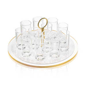 Nouveaux produits Judaica : Ensemble à liqueur en Lucite motif brindille, présentoir classique transparent pour Pessa'h, cadeau pour la maison juive ou un mariage, idéal pour Shabbat et Yom Tov - Product Image 6