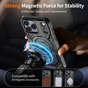 Armor TPU Kickstand Wireless Charging Shockproof Case pour IPhone 17 16e 15 14 13 17Air 17 <span class=keywords><strong>Pro</strong></span> <span class=keywords><strong>Max</strong></span> Black Magnetic Back Cover - Product Image 5