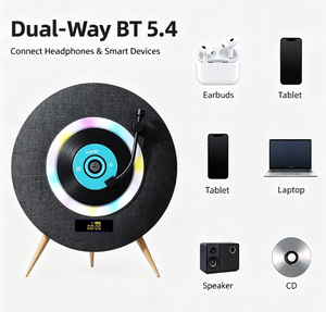Tourne-disque vinyle rond UFO, son HiFi, double usage mural et de bureau, rechargeable 4000mAh, BT 5.3 bidirectionnel, pour la maison, directement de l'usine - Product Image 4