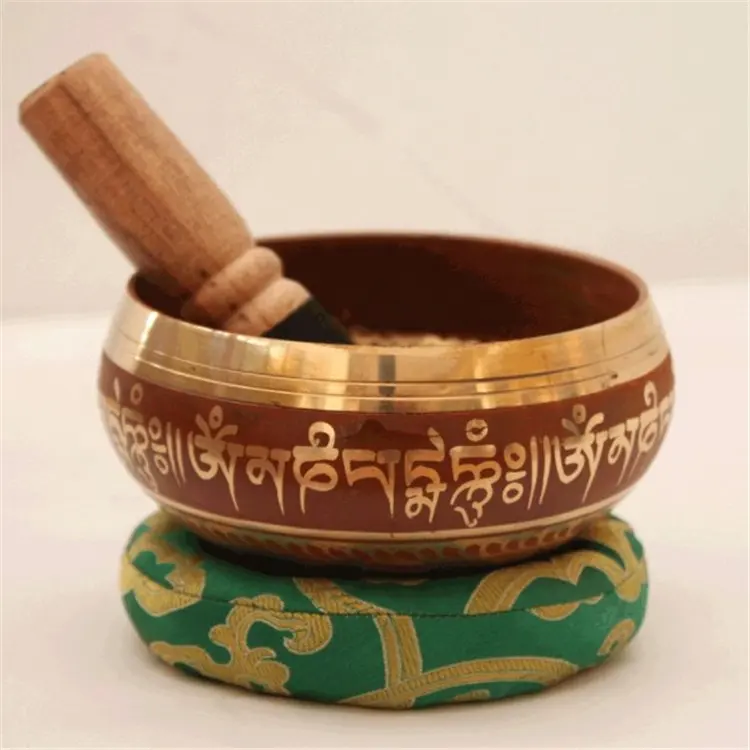 Old Buddista Tibetano Singing Bowls-Guarigione Tibetano Ciotola di Canto dal Nepal Oro Religioso Su Misura Logo Buddismo Metallo Tibet