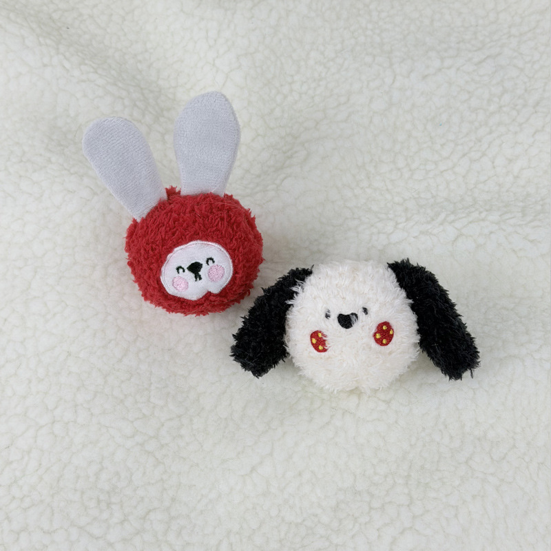 Shy puppy + red bunny