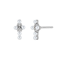 Anting-anting tusuk bunga mutiara perak Sterling S925 berlapis emas 18K, anting-anting gantung bunga mutiara perak Sterling