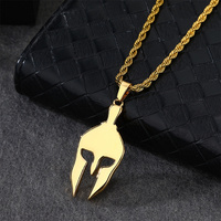 Mode Étanche Spartiate Charme Pendentif Collier PVD Plaqué Or En Acier Inoxydable 316L Spartiate Casque Pendentif Pour Hommes Bijoux