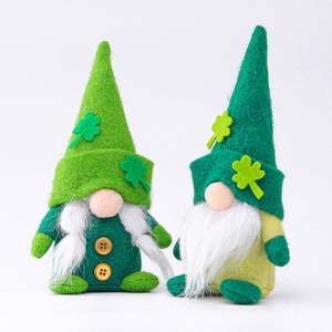 Gnome en peluche ACASA ARTO pour la Saint-Patrick, elfe doux pour la décoration de la maison, poupée sans visage avec chapeau vert, ornement suspendu trèfle irlandais porte-bonheur - Product Image 2