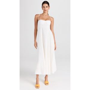 Venta al por mayor, novedad: Vestido midi blanco de tirantes para mujer, estilo holgado y elegante. - Product Image 1