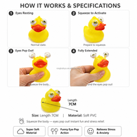 Jouet anti-stress amusant en PVC souple en forme de canard avec yeux qui sortent, idéal pour les enfants, le bureau, les fêtes d'anniversaire
