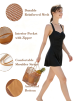 Sac de plage pliable en nylon à grande maille, fourre-tout pour femme, sac à bandoulière, idéal pour l'été, les voyages en plein air et les loisirs, panier de courses