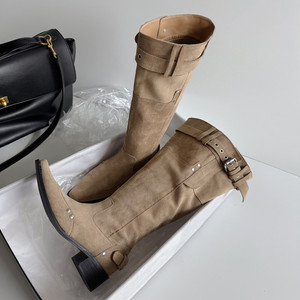 Botas vaqueras vintage de tacón bajo para mujer, de caña alta, con punta puntiaguda y ajuste holgado, al por mayor - Product Image 2