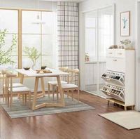 Meuble à chaussures moderne en bois avec hauteur réglable et design durable pour salon, personnalisable