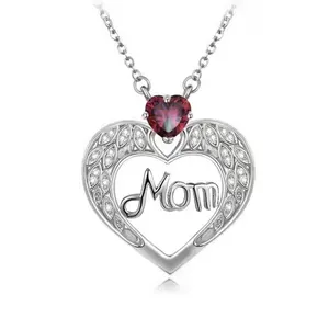 Mother's Day Gift Wholesale MOM Love Heart Pendant Fashion Jewelry Necklace For Women Jewelry Female Charm Necklace