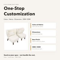 Ensemble de fauteuils d'appoint, fauteuil lounge rembourré en bouclette avec dossier boutonné, pieds en bois, personnalisable OEM, sièges pour hall d'hôtel