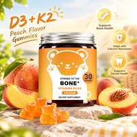 Gummies de Vitamine D3 K2 25mcg D3 40mcg K2 Saveur Pêche Naturelle Végétaliennes à Croquer 30 Unités Complément Alimentaire