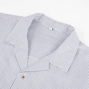 2025 Nam Cổ Điển Sọc trại cổ áo sơ mi tùy chỉnh nút lên nút kim loại Retro sợi bông nhuộm lỏng phong cách giản dị - Product Image 3