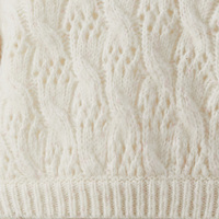 Suéter de Punto Casual de Alta Calidad para Mujer, Cuello Redondo, Manga Corta Abullonada, Color Marfil, Diseño Pointelle, Otoño Invierno, OEM ODM