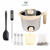 Kit de fabrication de bougies, pot à fondre la cire 1,5 L, thermomètre numérique, contrôle précis de la température, outil de raclage, fournitures pour bougies DIY