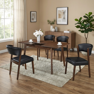 En stock : Ensemble table et chaises de salle à manger JPS 335988, design moderne, en bois d'hévéa massif, plateau en verre trempé, haute durabilité, mobilier de maison, démonté - Product Image 3