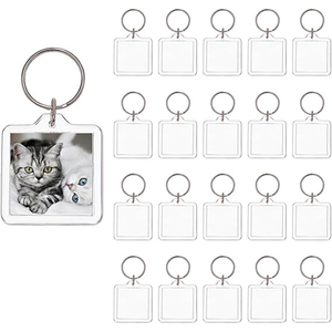 Porte-clés personnalisé en acrylique rectangulaire au design raffiné, porte-clés DIY pour souvenir, anniversaire, vacances, avec photo à clipser rapidement - Product Image 1