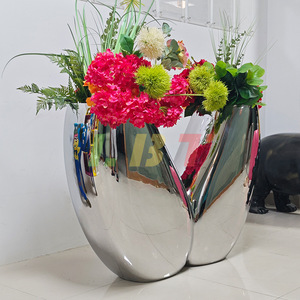 Stainless Steel Flower Pot Elliptical <b>Floor</b> <b>Standing</b> <b>Mirror</b> Finish Indoor Shopping Mall Planters LBT H1 - Product Image 2