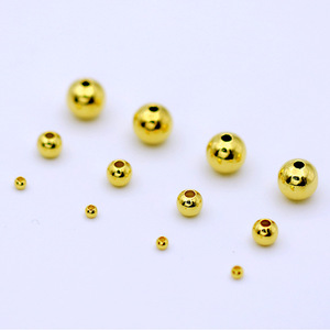 Perles plaquées or 18 carats, entretoises porte-bonheur, perles polies en or véritable 14 carats, accessoires de perlage faits main, perles en vrac, D40 - Product Image 1