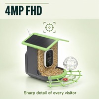 Caméra de mangeoire à oiseaux avec stockage cloud 30 jours, 4MP, solaire, IP65, objectif à reconnaissance IA, ABS