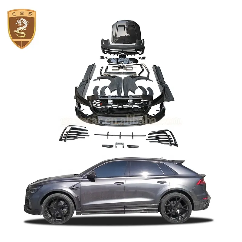 Gemodificeerd Naar Msy Stijl Koolstofvezel Voor Achterbumper Montage Spatbord Fakkels Custom Body Kit Voor Audi Q8