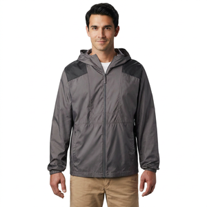 Chaqueta Cortavientos de Lona con Capucha para Hombre, Material Personalizado, de Alta Calidad, Impermeable, con Logotipo Frontal - Product Image 1