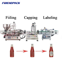 Friendpack Grote Fles Zuigerpomp Crèmevulmachine Automatische Pasta Vul-, Dop- en Etiketteermachine voor Garnalenpasta