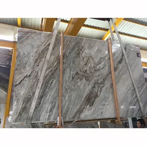 กระเบื้องแผ่นหินอ่อนพายุทะเล Breccia Grigio สีฟ้ากาแล็กซี่ขัดเงาสําหรับผนังภายใน