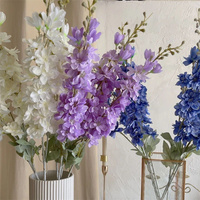 Nouvel Arrivage G051301 Fleurs de Delphinium Réalistes Blanc Bleu en Latex pour Mariages et Décorations Florales Maison Effet Naturel Fête des Mères