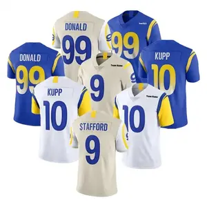 Men's 99 Aaron Donald 9 Matthew Stafford 10 Cooper Kupp Blue Stitched America Men's Sports Football Jerseys