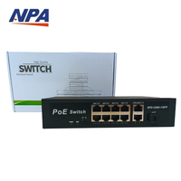 Commutateur PoE non géré ANPA OEM/ODM 48V 8 ports 10/100 Mbps Ethernet RJ45 8+2 Uplink Gigabit +1 SFP avec fonction QoS pour CCTV 1038KE