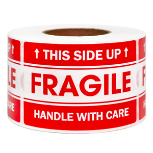 สติกเกอร์ฉลากสินค้าแตกหักง่าย ขนาด 2x3 นิ้ว กาวติดแน่น กันน้ำ กันน้ำมัน กันรอยขีดข่วน ฉีกง่าย - Product Image 1