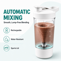 Bouteille shaker électrique rechargeable USB-C 450 ml, mélangeur automatique de poudre protéinée avec échelle, couvercle sport, logo personnalisé, vente en gros