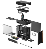 Boîtier de jeu DeepCool CL6600 noir et blanc, format ATX, avec port USB Type-C et fenêtre latérale en verre trempé