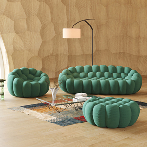 Atunus muebles de sala de estar italiano 3D nido de abeja tela de malla curvada burbuja verde sofá 3 plazas fútbol sofás sofá - Product Image 2