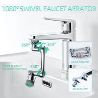 TOPWAY M24 * 1 Aérateur de robinet de cuisine chromé personnalisé usine bricolage économie d'eau 2 Jet double fonction 1080 degrés pulvérisation moderne