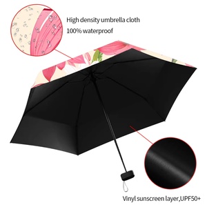 Fashion Digital Print 5 Folding Automatic Small Mini Anti UV Paraguas Rain Sun Plastic Handle Folding <b>Umbrella</b> for Women Man - Product Image 4