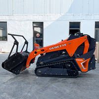 Derette V1000 dudukan Mini selip Steer Loader dengan EPA 25Hp Kubota Perkins mesin penggerak tanah kompak