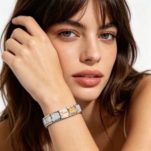 Bracelet <span class=keywords><strong>en</strong></span> acier inoxydable pour femme, style italien, avec breloques 'Baby Sugar Love Forever' et <span class=keywords><strong>mots</strong></span> <span class=keywords><strong>anglais</strong></span>, compatible 9mm, pour la création <span class=keywords><strong>de</strong></span> bijoux DIY - Product Image 2