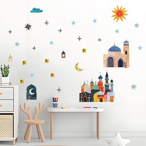 Pegatina de Pared 3D de PVC con Dibujos Animados, Autoadhesiva, Decoración Islámica para el Hogar, para Sala de Estar, Impermeable, con Barniz Brillante - Product Image 4