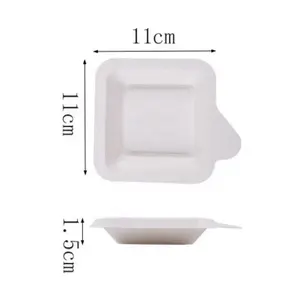 Biodegradable Disposable 4 Inch Corn Starch Plate Fast Food Fried Chicken PLA Cornstarch Food Meat Tray Dessert Cake Tray Plate