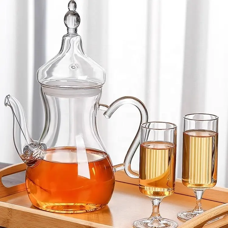 Toptan cam çay seti temizle çaydanlık dayanıklı borosilikat cam ısıya dayanıklı ve kolları ile soğuk çaydanlık
