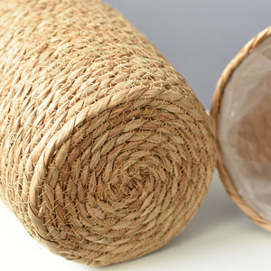 Straw flower pots, woven plant <b>baskets</b>, flower pot covers, home living room rattan and bamboo <b>baskets</b>, seaweed rope handmade - Product Image 3