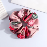 Chouchous français à imprimé végétal tropical, style vacances, élastique à cheveux pour queue de cheval, bandeau très élastique, accessoire capillaire pour femme